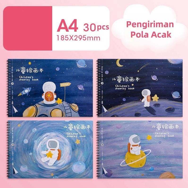 

Berkualitas Tinggi Drawing Book / Buku Gambar Ring A4 Karakter Buku Gambar Anak Sketchbook A4 Drawing Book Astronot Jilid Spiral Kertas Tebal 30 Lembar