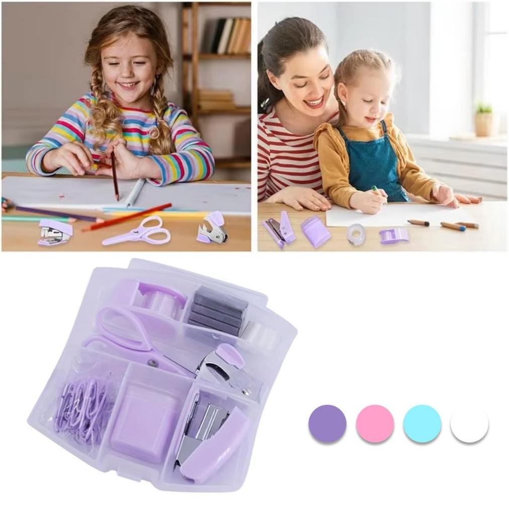 

READY STOK Mini Stapler Set Macaron Color Staples Mini Ukuran Kecil Unik Kemasan Box Lucu Isi 7pcs Siap kirim
