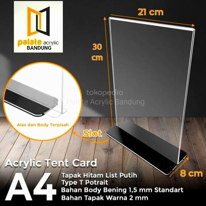 

MURAH AKRILIK TENT HOLDER A4 ALAS HITAM/NOMOR MEJA CAFE/ACRYLIC TENT CARD A4