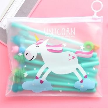 

Praktis Pulpen Gel Karakter Lucu Set Isi 20Pcs Pena Free Zipper Pouch Tempat Pensil Transparan Murah Stockami A15