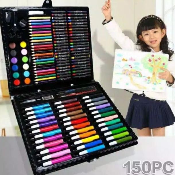 

Original 150Pcs Crayon Set Art Set Isi 150 Pcs Pensil Warna Set Anak Crayon Full Set Alat Lukis/Crayon Kekinian Praktis