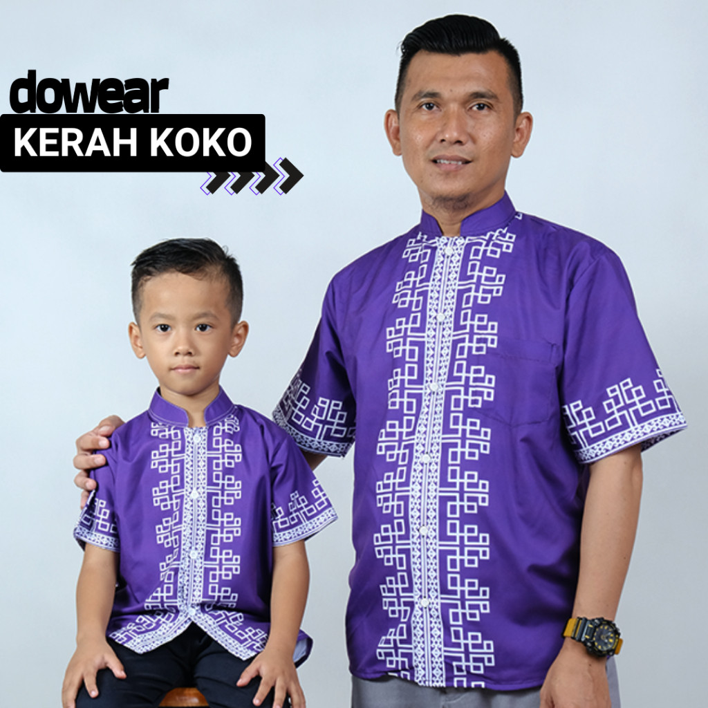 Dowear Pakaian Fashion Muslim Cowok Baju Koko Jumbo Lengan Pendek Pria 575 KOKO RIYAD UNGU
