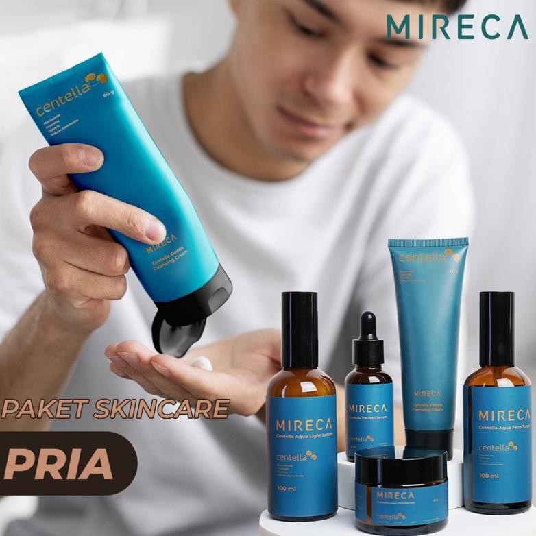MIRECA Paket skincare Pria | 5 kali mencerahkan wajah  menghilangkan jerawat | Skincare Pria dan Wan