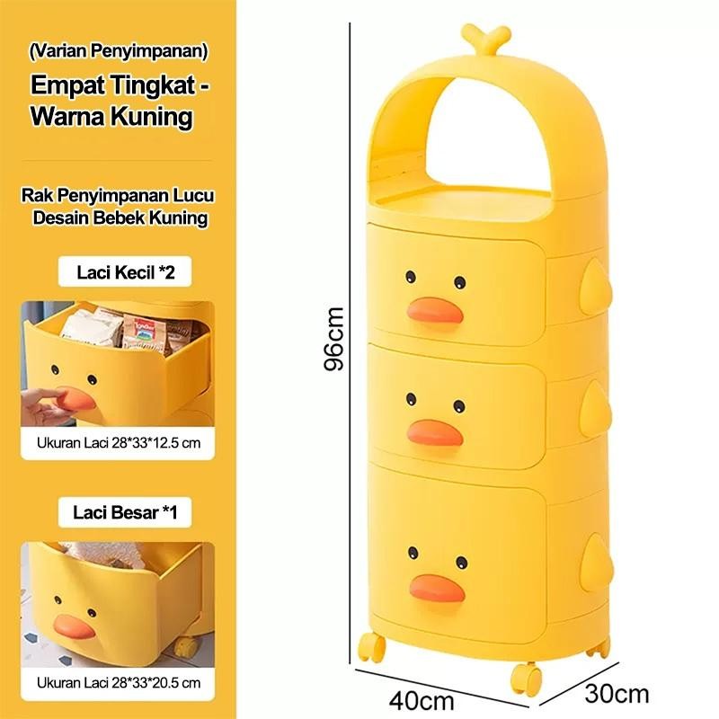 Lemari Susun Plastik Karakter Bebek Kabinet Susun Drawer/Rak Penyimpanan Lemari Box Lemari Serbaguna