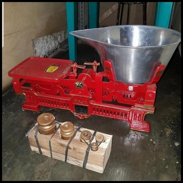 Timbangan Bebek/Kodok/Duduk Besi Merk Raja+Set Anak Batu Timbangan