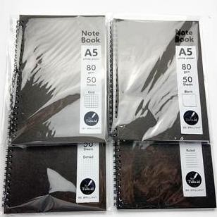 

New Collection !!! [Tulis Id] Basic White Paper Charcoal Black Spiral Notebook A5 Blank Grid Dotted Ruled Buku Catatan