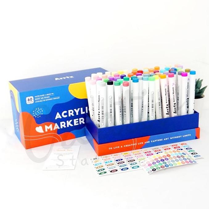 

New Collection !!! Arrtx Spidol Brush Marker Akrilik 60B Warna Dasar Color Brush Pen