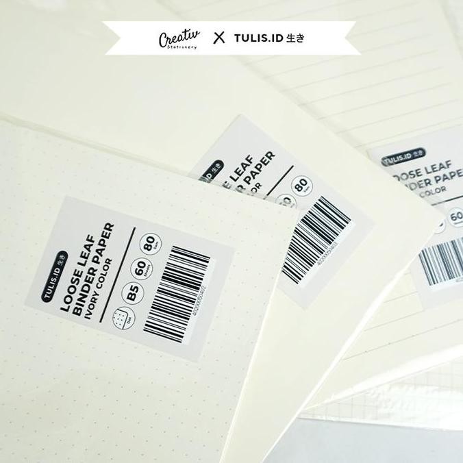 

Big Sale !!! [Tulis.Id Iki ] Loose Leaf Binder Paper Ivory Color A5 B5 60 Sheet Kertas Refill