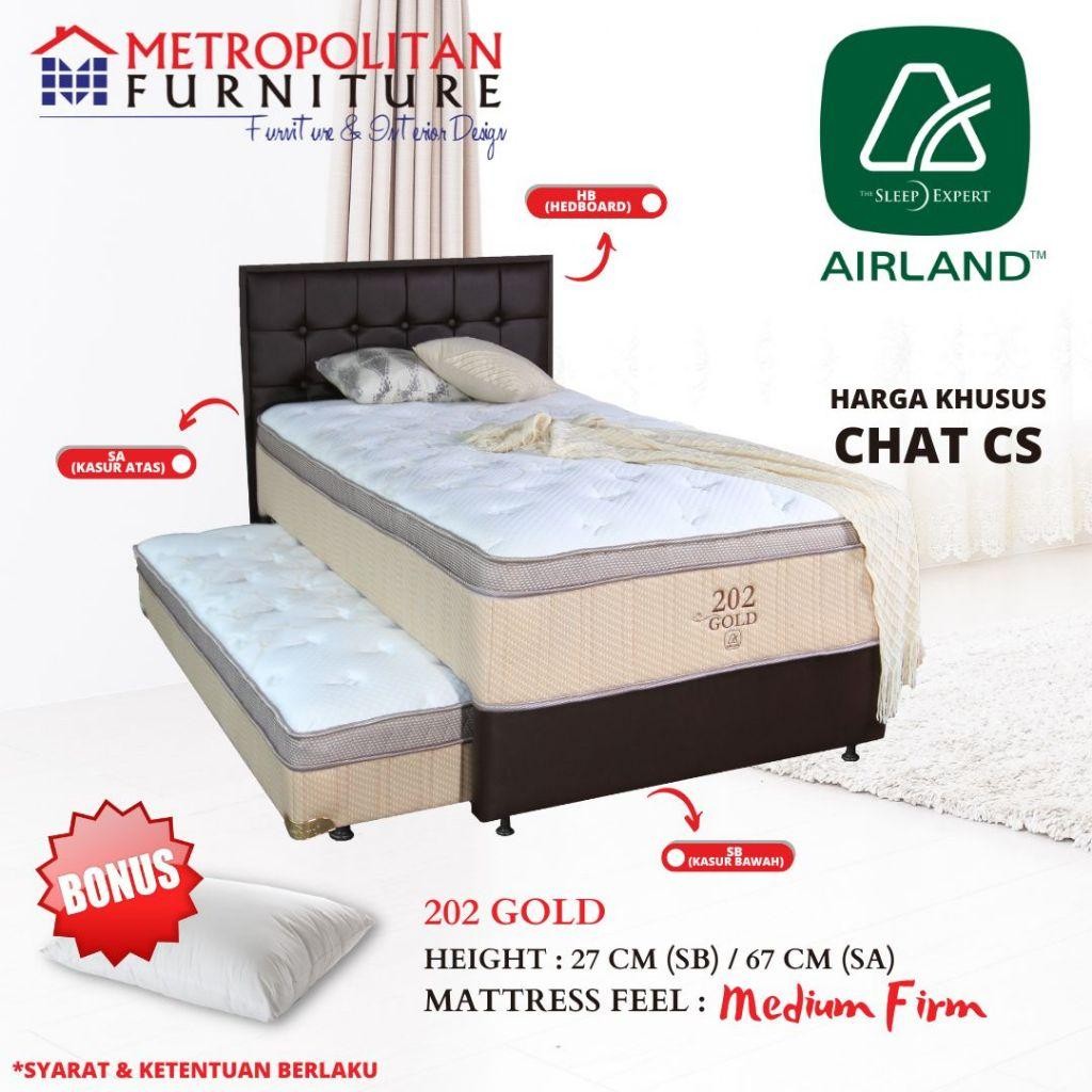 Kasur Springbed Airland 202 Gold Full Set Spring Bed Matras 2In1 Sorong