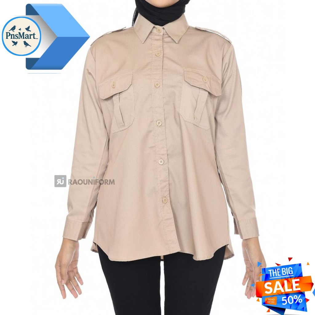KEMEJA PDL WANITA/SERAGAM DINAS PNS WANITA/BAJU KERJA PDL CUSTOM BORDIR/BAJU PDL PUTIH/PDL HITAM