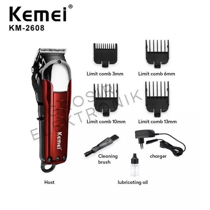 Promo Alat Cukur Rambut Kemei Km-2608 Hair Clipper Washable Cordless Km 2608