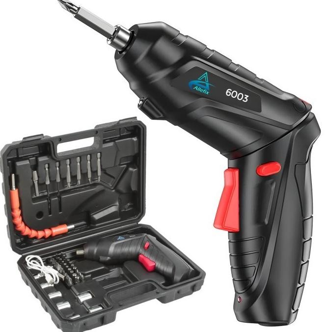 Mesin Obeng Listrik Bor Cordless Tanpa Kabel Satu Set Koper