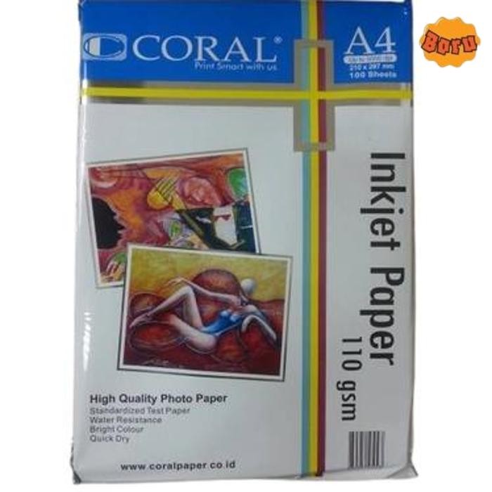 

Promo Inkjet Paper Coral 110 Gsm / Kertas Inkjet Coral A4
