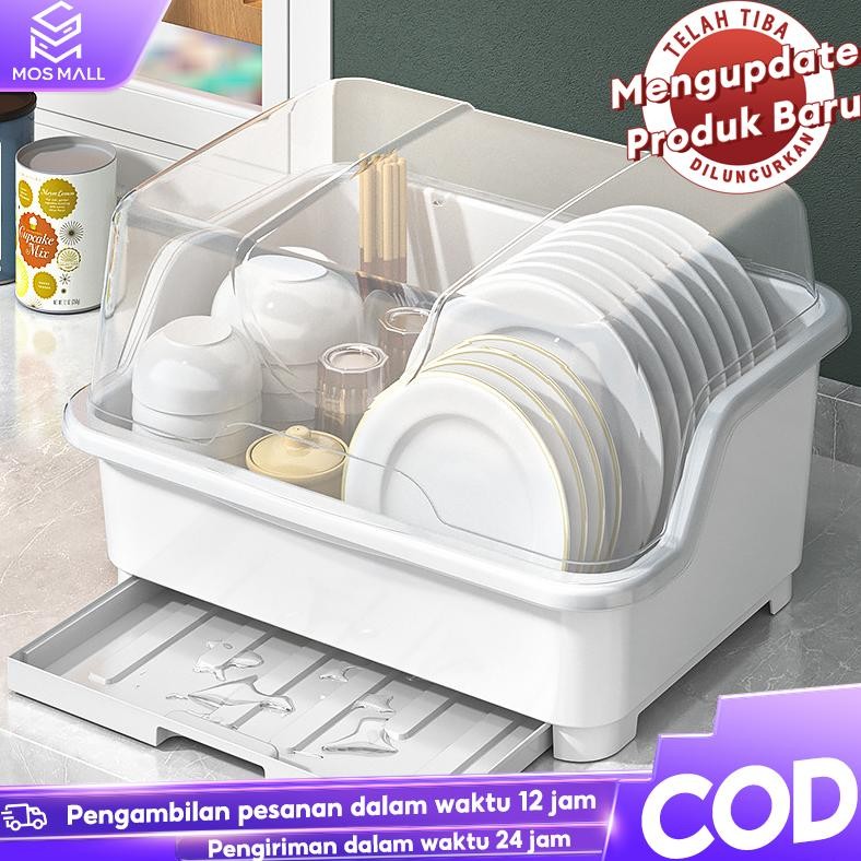 NEW [RAK PIRING BESAR] Rak Piring Plastik Rak Pengering Piring Rak piring tertutup / Sendok Rak Dapu