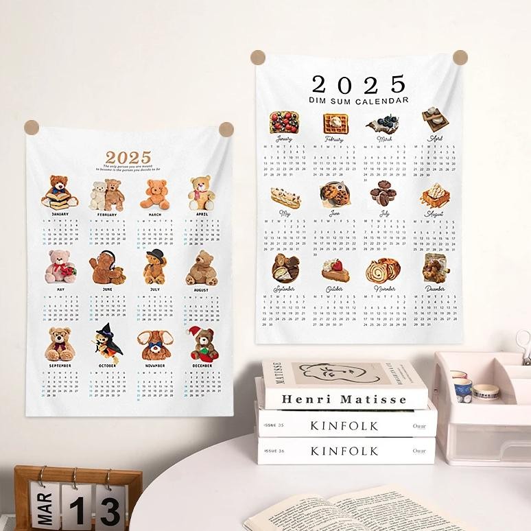 

2025 Calendar Wall Hanging Cloth Wall Hanging Cloth For Bedroom Washable Bedside Calendar Tapestry Fabric Room Decor