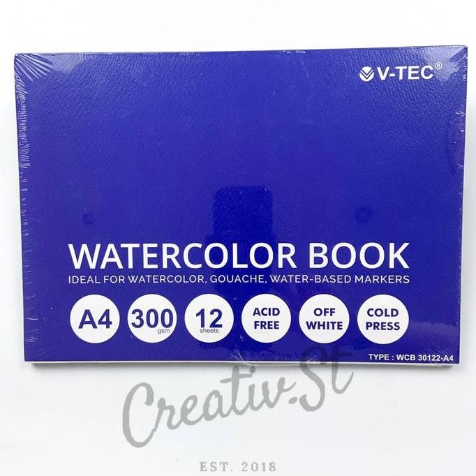 

New Collection !!! V-Tec Watercolor Book Pad Buku Lukis Cat Air A4 300 Gsm Cold Press