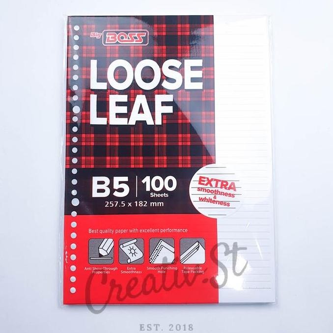 

New Collection !!! Big Boss Loose Leaf B5 100 Lembar Garis 26 Lubang Ring