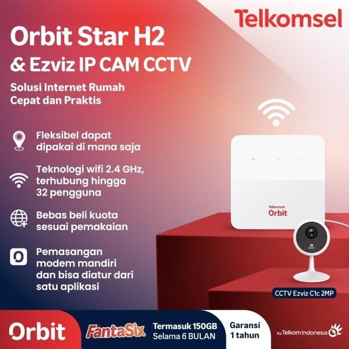 RUMPIN Telkomsel Orbit Star H2 Modem Wifi 4G + Ezviz Wifi CCTV Camera