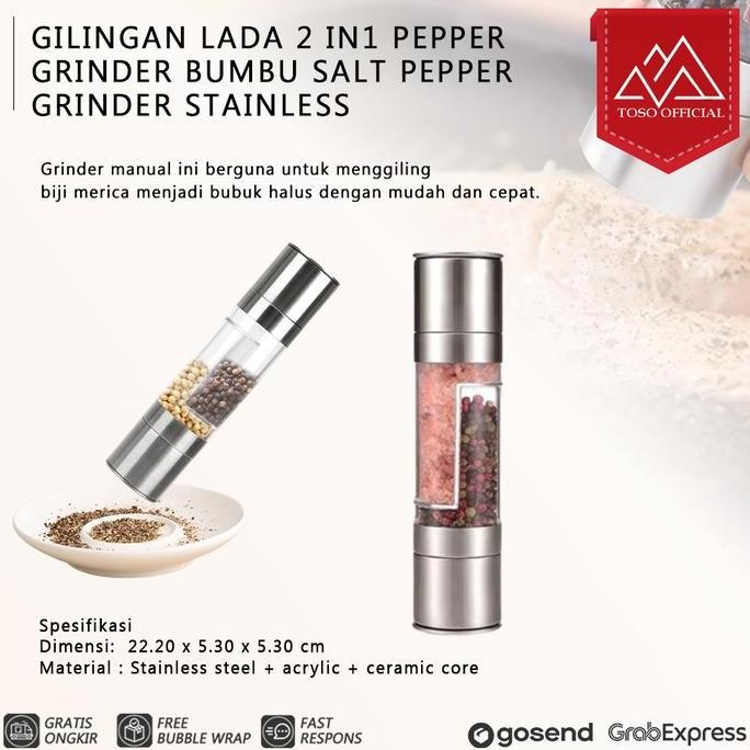 

Terlaris Gilingan Lada 2 In1 Pepper Grinder Bumbu Salt Pepper Grinder Stainless