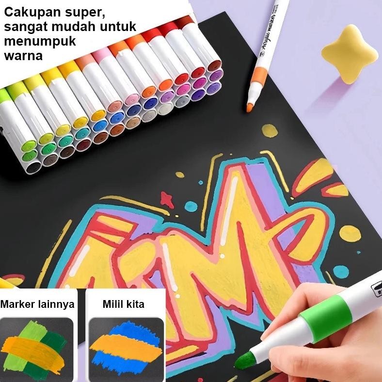 

[original] gagalu acrylic marker set spidol akrilik diy painting spidol pastel pulpen highlight drawing warna 12/24/36/48/60/80 colors [terlaris] [terbaik]