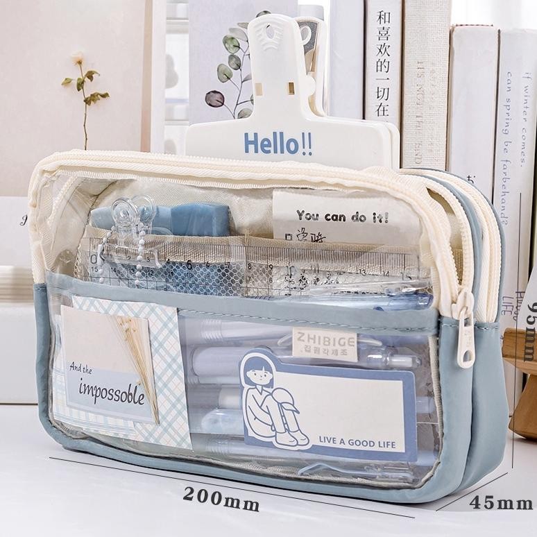 

[original] kotak pensil transparan aesthetic pencil case lucu stationery organizer large tempat pensil pen pouch [terlaris] [terbaik]