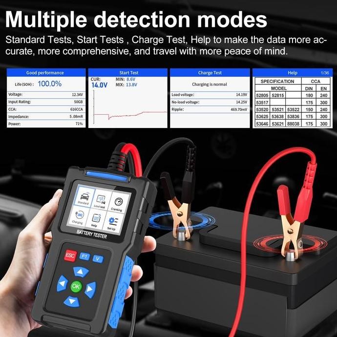 ready Battery Tester Digital Print Te st Aki Detektor Baterai Multi Language