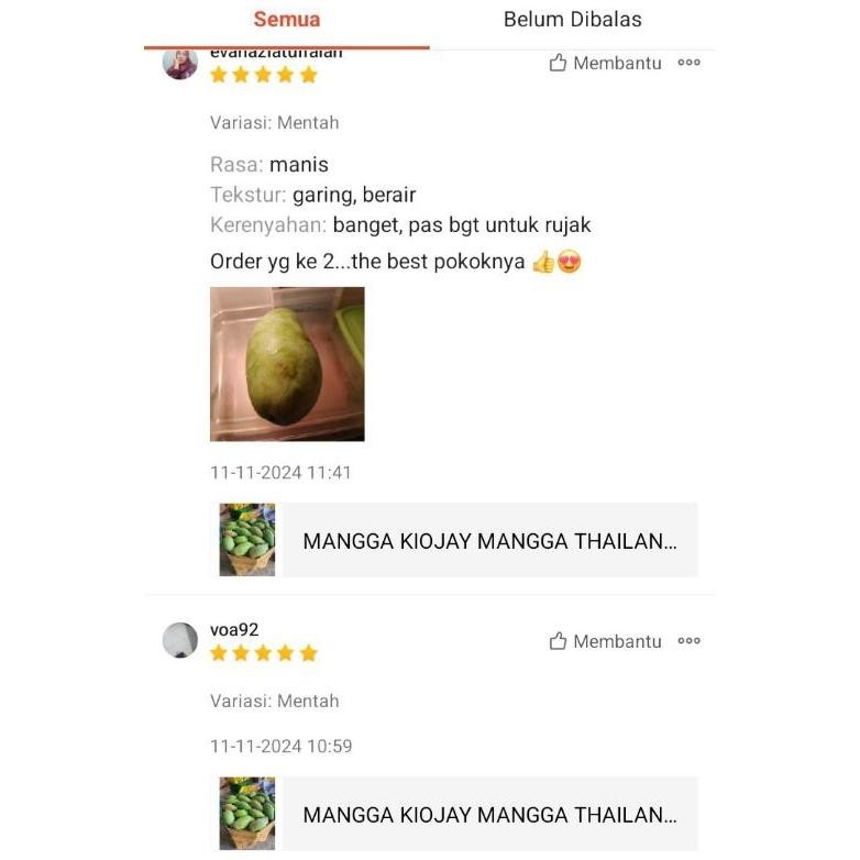 

Hemat Mangga Kiojay Thailand 1Kg - 1,3Kg + Bumbu Rujak Bangkok - Mengkel Kriuk Garing