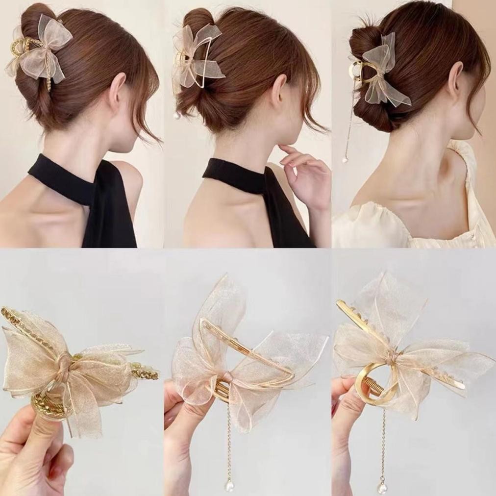 Jepitan Pisang Motif Pita/Ribbon Banana Hair Claw/Jepitan Rambut Pisang Ikat Rambut