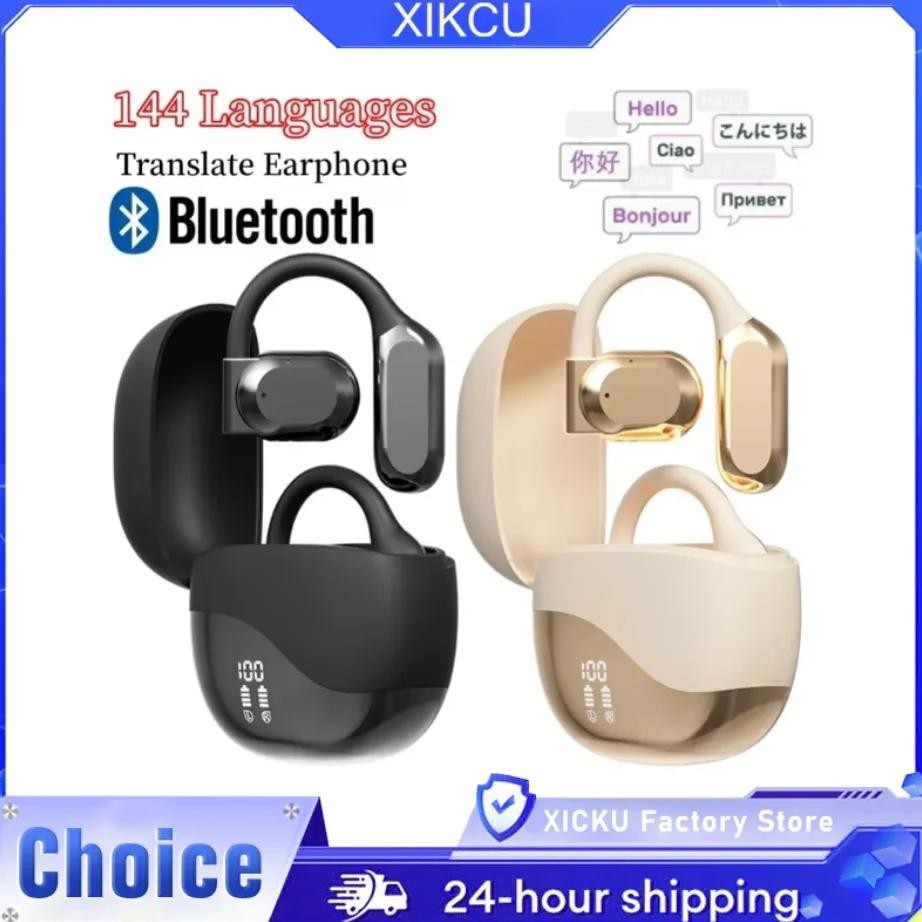 

Real Time AI Translator Earbuds Bluetooth-Compatible 5.4 Two-Way Smart Voice Translator Ear Hook Headset for Business Travel