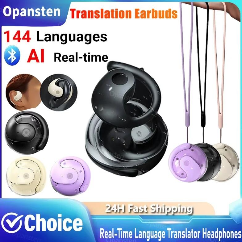 

Wireless BT AI Real-time Language Translation Earphones 144 Languages Ear Hanging Headphone Translator for Travel Business