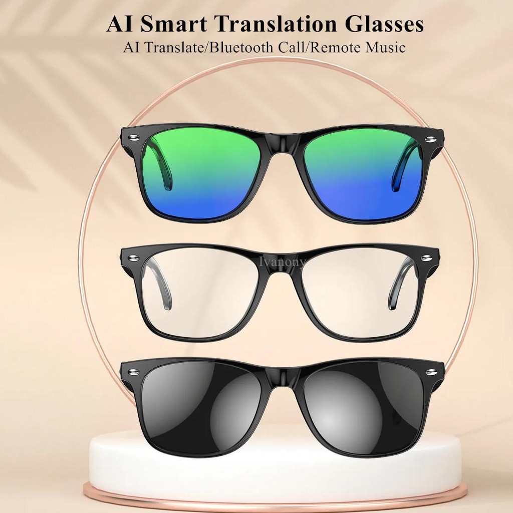 

AI Smart Translation Glasses Bluetooth Call Remote Music Support 134 Online Language Translator Voice Note Bluetooth Sunglasses