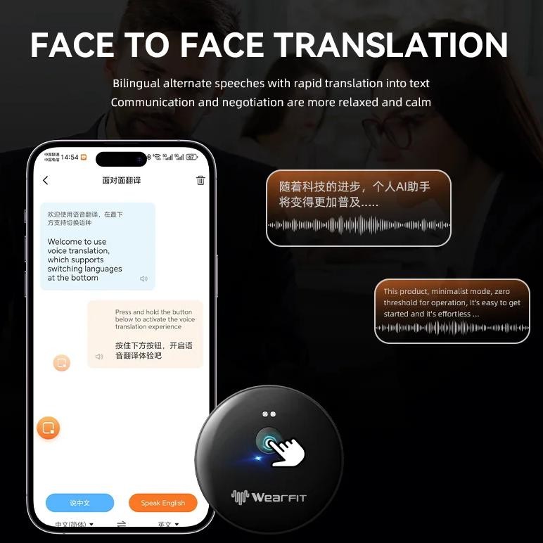 

2025 Smart Translating AI 102 Phone Assistant 50+ Languages Bluetooth Voice Translator Portable Audio Recognition Translation