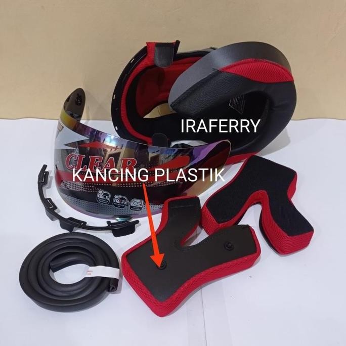 busa helm kyt rc7 kancing klip BESI + kaca pelangi + karet helm