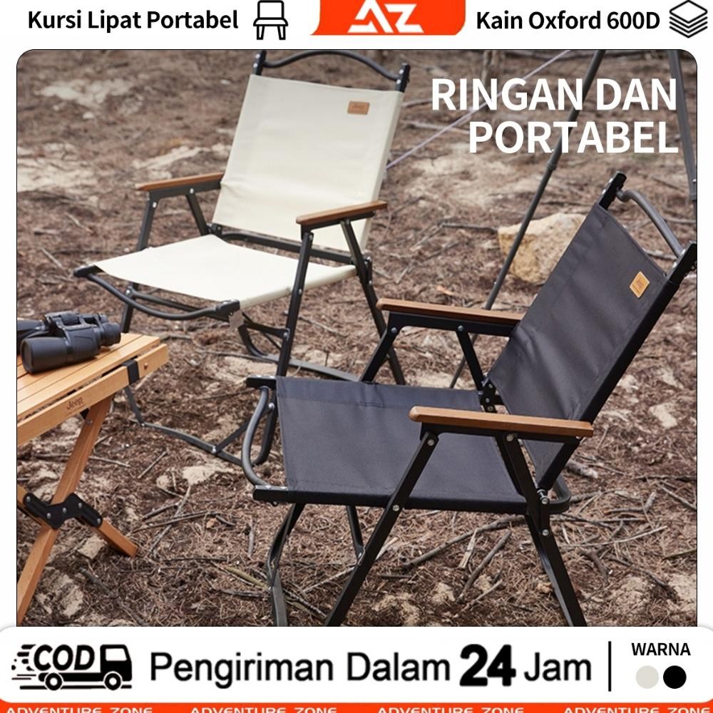 [ Kursi Lipat Dengan Gagang Kayu Kursi Camping Kursi Pantai Lipat Beban 300kg