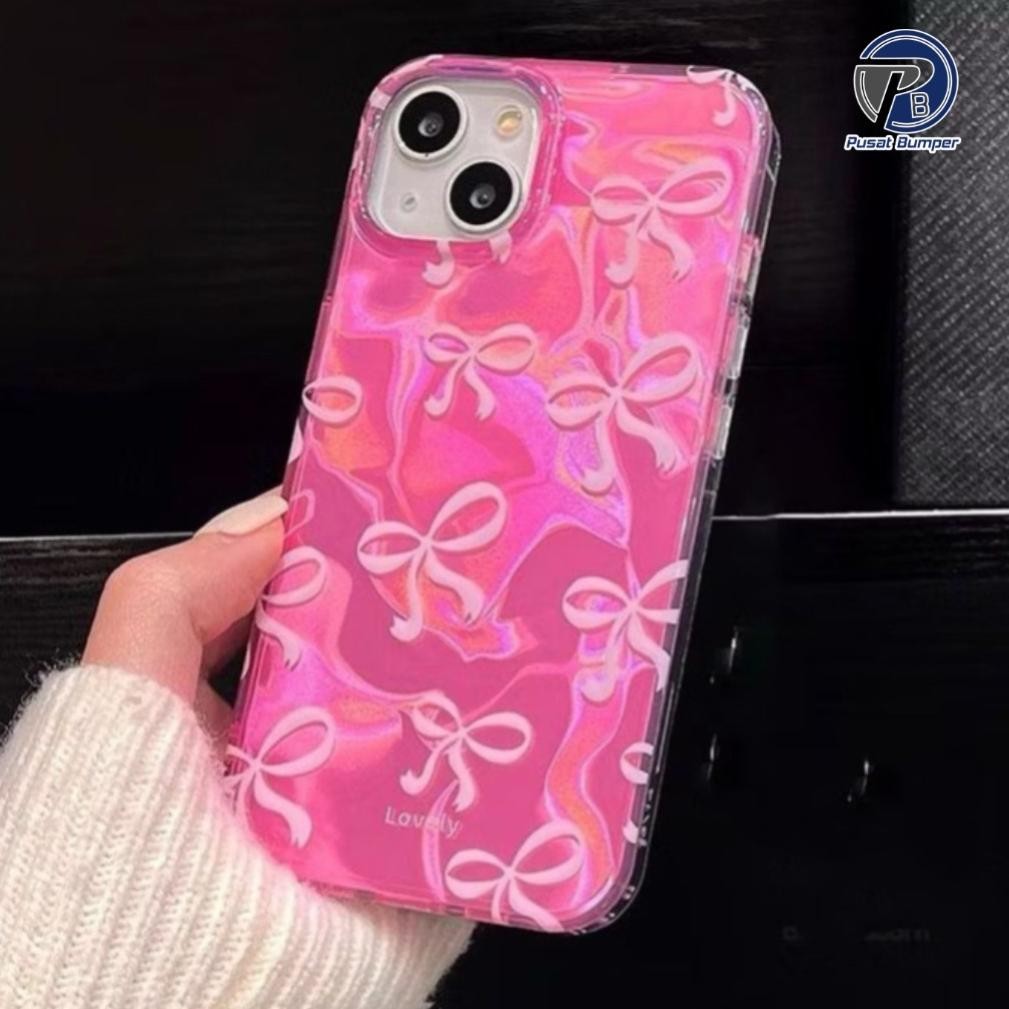Mega Sale Ter-98 Ss999 Gradiant Laser Watery Lovely Pink Bow Case For Samsung A26 A20 A30 A20S A22 A