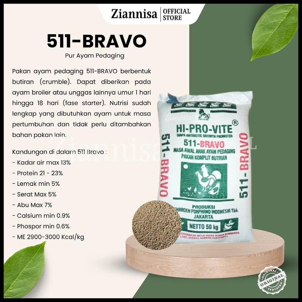 PAKAN AYAM PUR HI-PRO-VIT 511 BRAVO REPACK [1 KG]