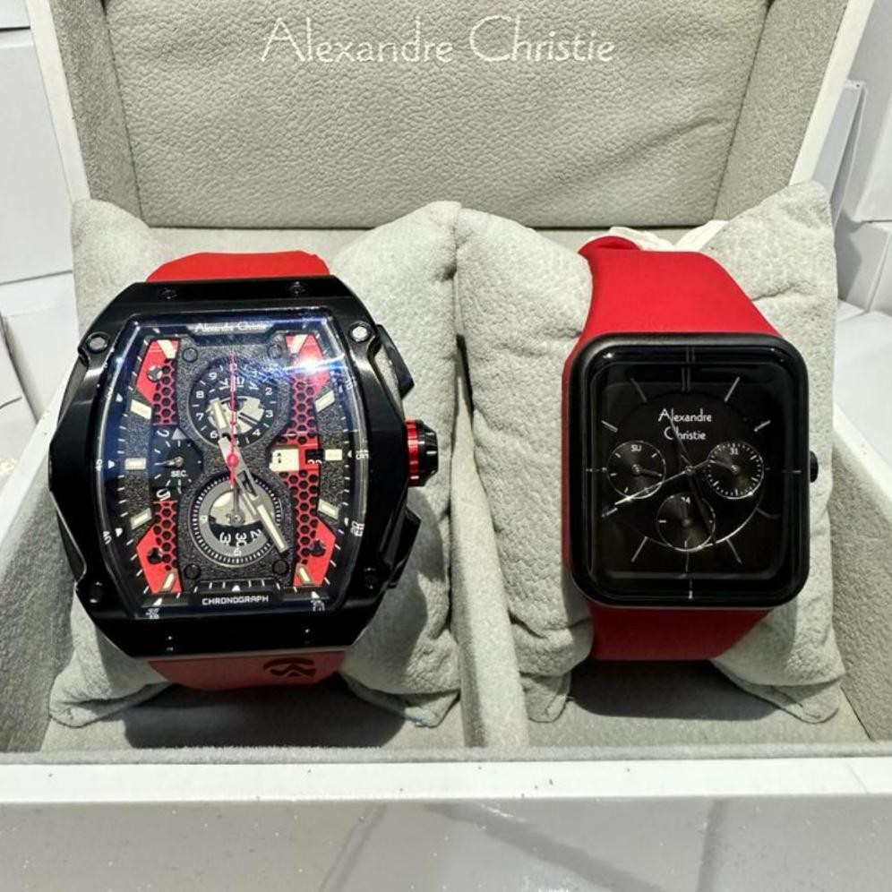 Original Jam Tangan Couple Alexandre Christie Ac 6608 Pria / Ac2744 Wanita Garansi 1 Tahun - Black R