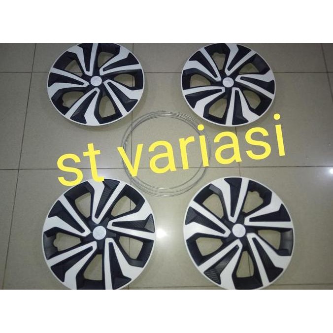 Cover Dop Velg Ring 13 Carbon Komb Putih Sigra