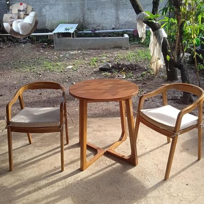 Set Meja Makan Minimalis 2 Kursi / Set Meja Kursi Cafe / Set Meja Kursi Kayu Jati /  Furniture