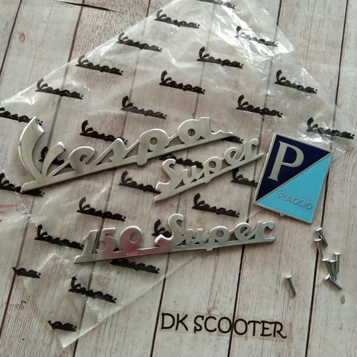 Vespa Emblem Depan Belakang Super 66 Almunium Original Dan Terpercaya