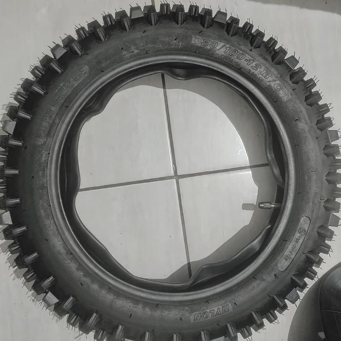 Ban Trail Luar Dan Dalam 80-100-12 - Ban Motor Cross 80/100 - Ring 12 Original Dan Terpercaya