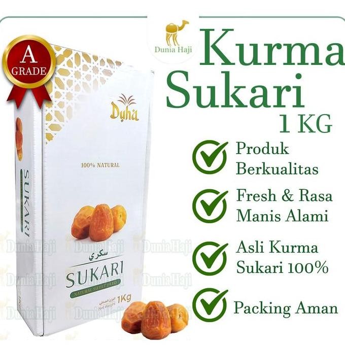 

READY Kurma Sukari 1kg Al-Qossim Kurma Basah Raja Sukkari Premium Original
