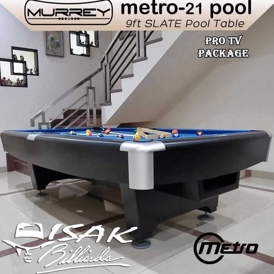 Murrey Metro-21 PRO TV 9 ft Slate Pool Table Meja Billiard Biliar Asli