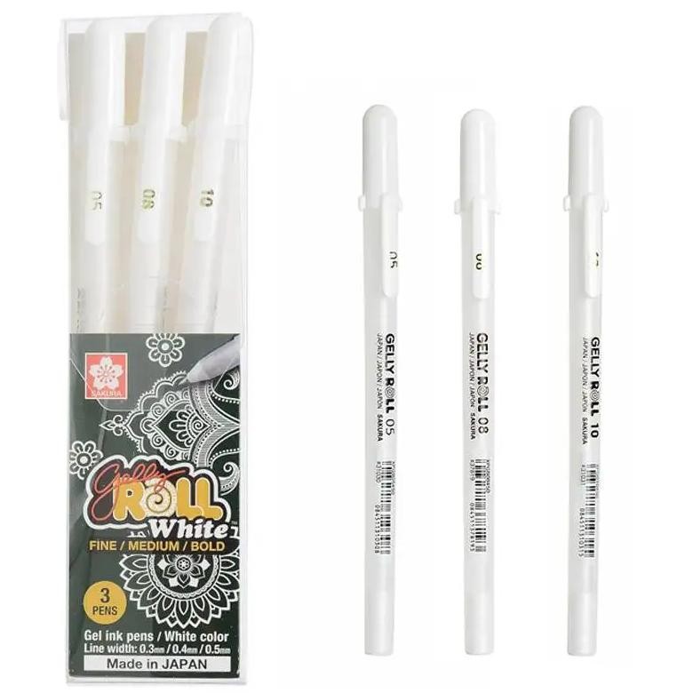 

1/3Pcs Sakura Gelly Roll Gel Pens Highlight Marker For Journaling Art Drawing Classic White Ink Assorted Point Fine Medium Bold