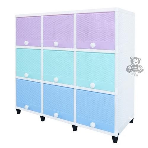 Club Lemari Plastik Triple Flip 3 Susun Meja TV Rotan Buffet TV Laci 9 Pintu Kotak Rak TV