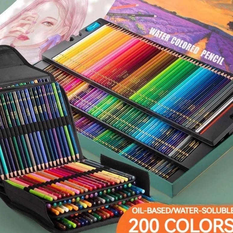 

48/72/120/150/200 Colors Professional Colored Oil Pencils Lead Watercolor Drawing Pencils With Storage Bag Set Art Supplies