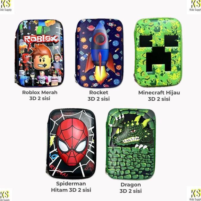 

les Tempat Kotak pensil hardcase smiggle anak laki karakter timbul 3D