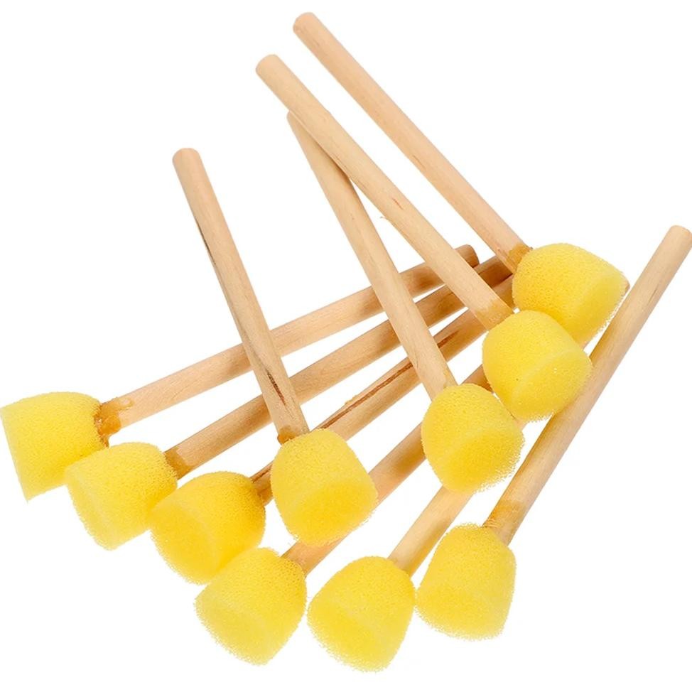 

10 Pcs Sponge Brush With Wooden Handle Painting Sponges Drawing Toys Other Supplies