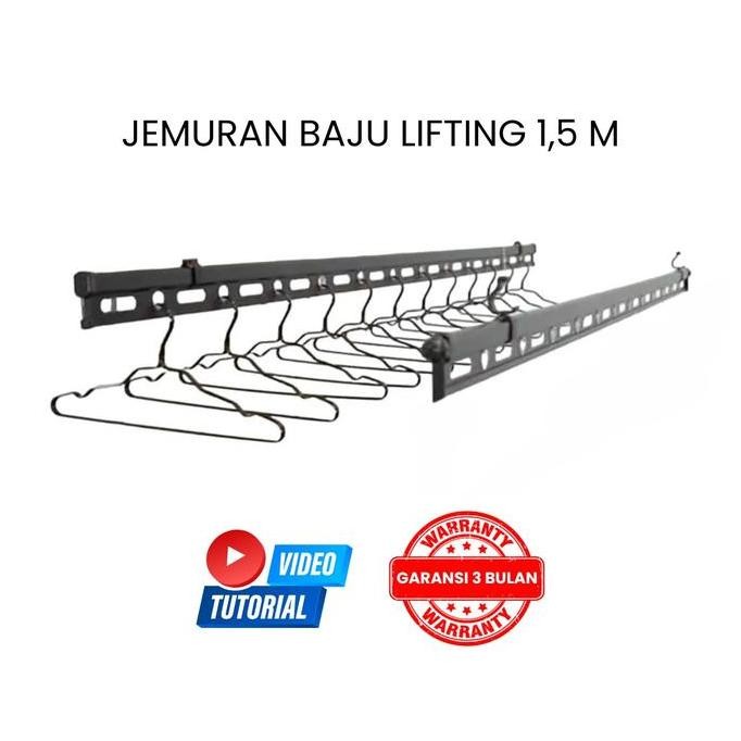 TERMURAH - Jemuran Pakaian GUNINCO - Jemuran Tempel Dinding - Jemuran Tali Tarik - Jemuran Baju Gant