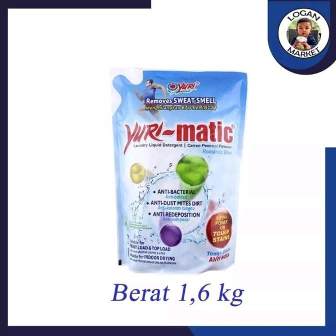READY STOK Yuri Matic Liquid Detergent 1.8 1,8 kg Romantic Blue Tough Stains